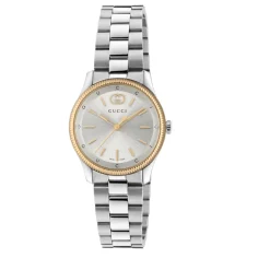 Best 29 mm rustfrit stålkasse, lyserød guldbelagt bezel, sølvskive, rustfrit stålarmbånd, kvartsbevægelse Dame Ure