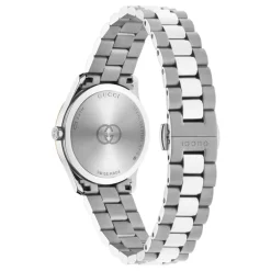 Best 29 mm rustfrit stålkasse, lyserød guldbelagt bezel, sølvskive, rustfrit stålarmbånd, kvartsbevægelse Dame Ure