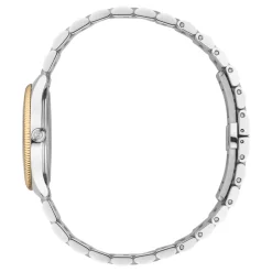 Best 29 mm rustfrit stålkasse, lyserød guldbelagt bezel, sølvskive, rustfrit stålarmbånd, kvartsbevægelse Dame Ure