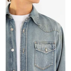 Sale Afslappet Fit Denim Skjorte Skjorter