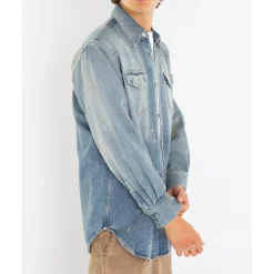 Sale Afslappet Fit Denim Skjorte Skjorter