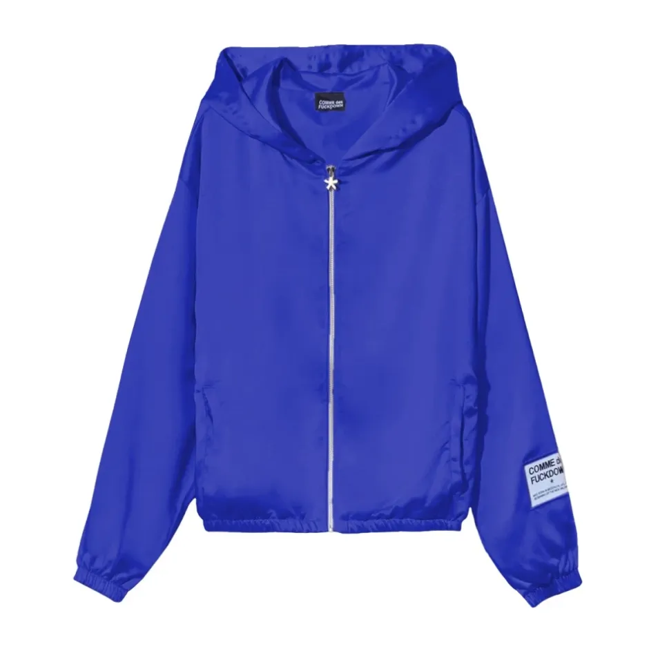 Clearance All-Zipper Satinjakke med Hætte Træningsjakker