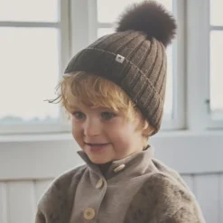 New Alpaca Pompom Strik Hue Mørke Børn Huer & Kasketter