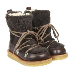 Hot - Støvle m. Snøre og Foer, 6161 - Dark Brown Børn Støvler