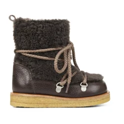 Hot - Støvle m. Snøre og Foer, 6161 - Dark Brown Børn Støvler