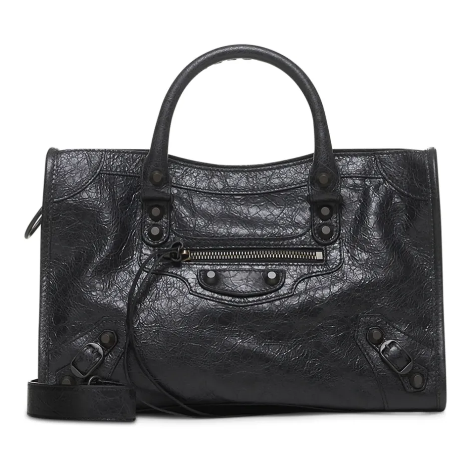 Arena lambskin lædertaske med messing hardware Dame Håndtasker