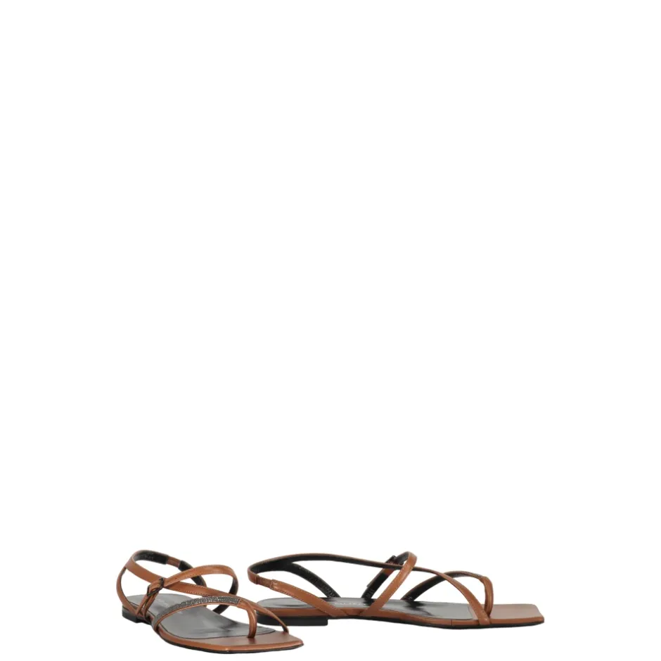 Outlet Beaded Leather Sandals Dame Sandaler