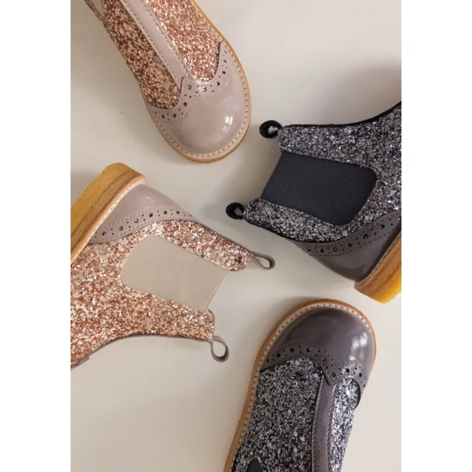 Online Begynderstøvle - Dusty Almond Maple Glitter Børn Støvler