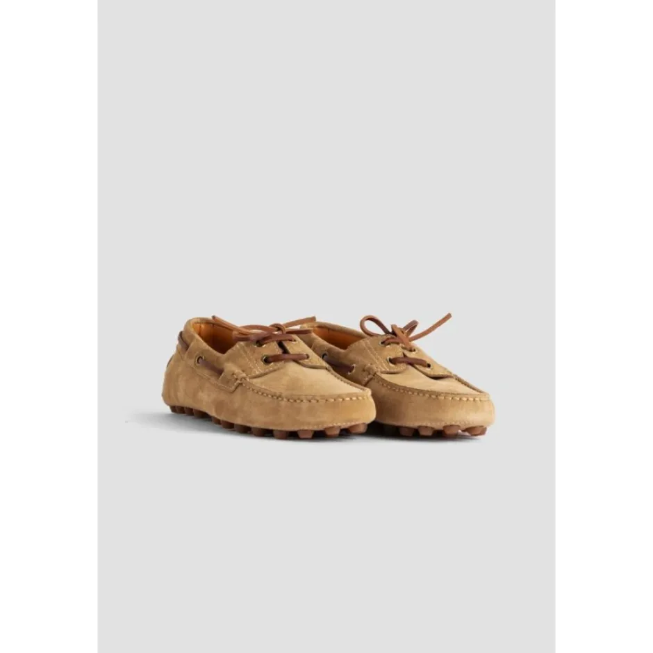 Clearance Beige Suede Båd Moccasiner Sejlersko