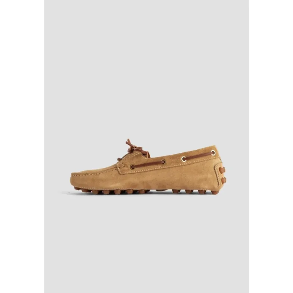 Clearance Beige Suede Båd Moccasiner Sejlersko