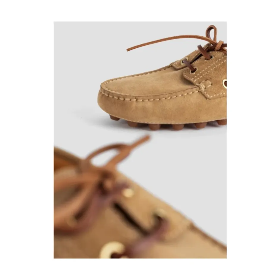 Clearance Beige Suede Båd Moccasiner Sejlersko