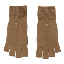 Outlet Beige Uld Unisex Logo Vanter Handsker
