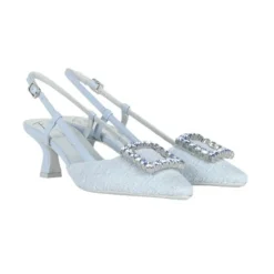 Sale Tweed Slingback med Krystaldetalje Dame Pumps|Stiletter