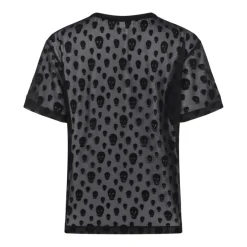 New Black Skull Print T-Shirt Dame T-Shirts