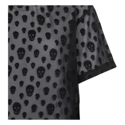 New Black Skull Print T-Shirt Dame T-Shirts