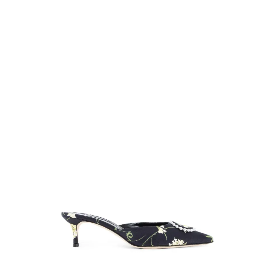 Hot Blomsterprint Kitten Heel Sandaler Dame Stiletter