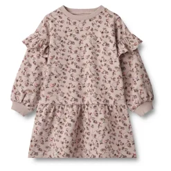 Blomstret Langærmet Kjole Tør Rose Børn Kjoler & Nederdele