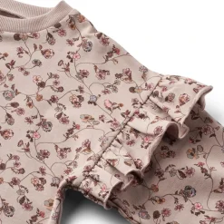 Blomstret Langærmet Kjole Tør Rose Børn Kjoler & Nederdele