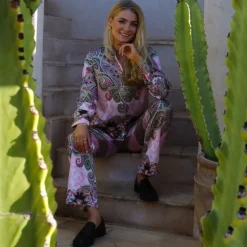 Discount Blomstret Paisley LS Skjorte i Pink Dame Bluser & Skjorter
