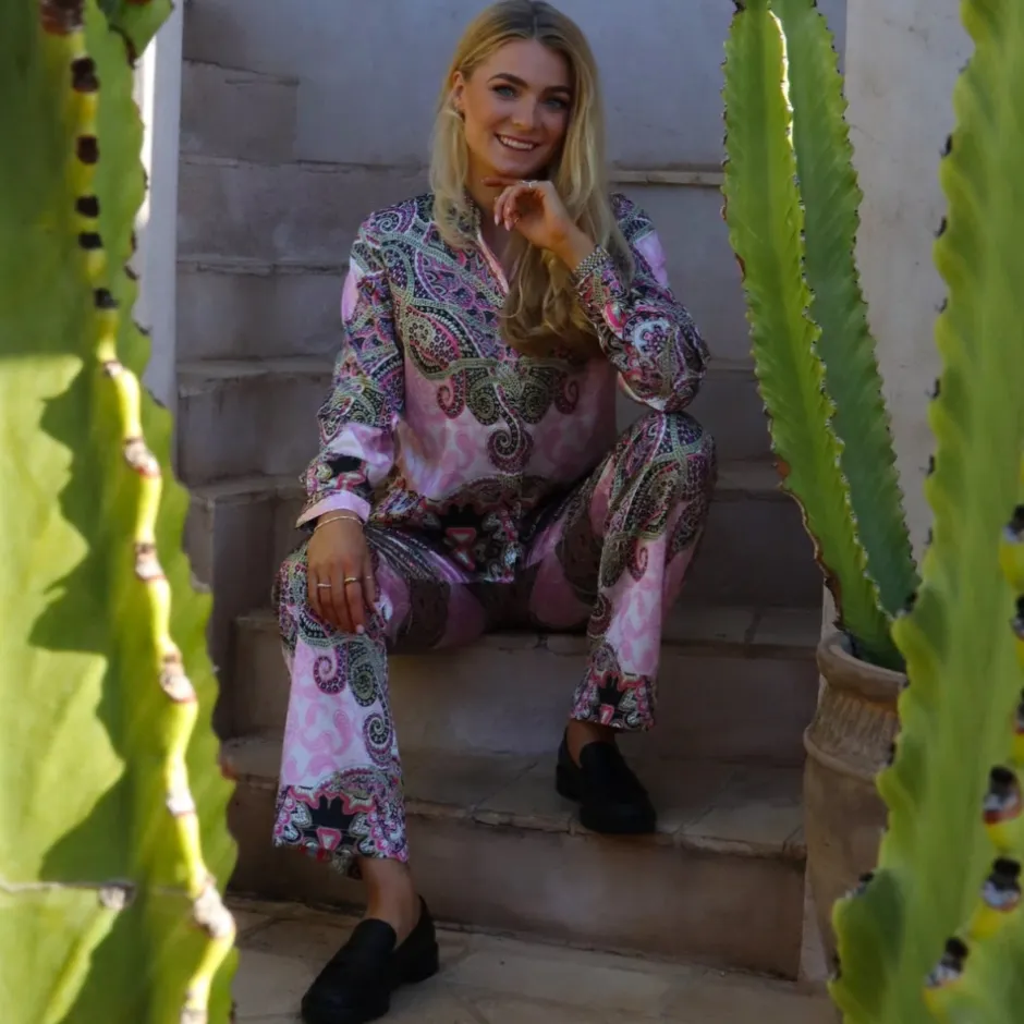 Discount Blomstret Paisley LS Skjorte i Pink Dame Bluser & Skjorter