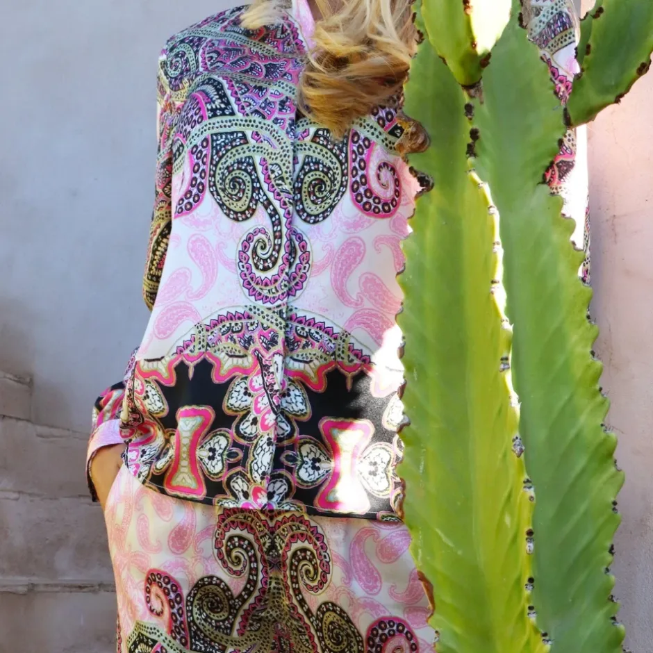 Discount Blomstret Paisley LS Skjorte i Pink Dame Bluser & Skjorter