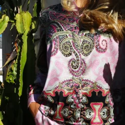 Discount Blomstret Paisley LS Skjorte i Pink Dame Bluser & Skjorter