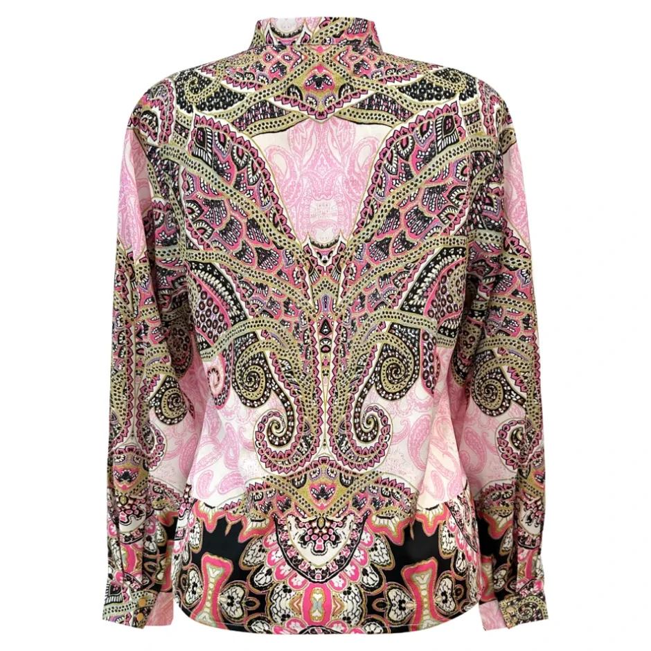 Discount Blomstret Paisley LS Skjorte i Pink Dame Bluser & Skjorter