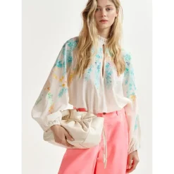 Sale Bluse med blomsterbroderi Dame Bluser & Skjorter