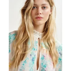 Sale Bluse med blomsterbroderi Dame Bluser & Skjorter
