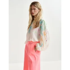 Sale Bluse med blomsterbroderi Dame Bluser & Skjorter