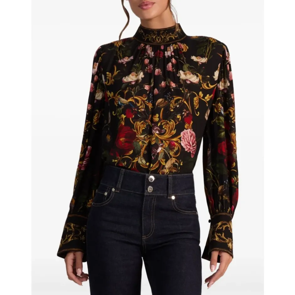 Discount Bluse med blomsterprint og mock neck Dame Bluser & Skjorter