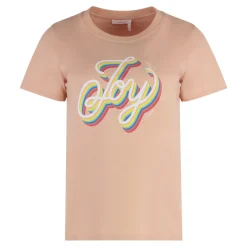 Outlet Bomuld T-shirt med Ribbed Krave Dame T-Shirts