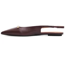 Hot Bordeaux Slingback Flats Dame Ballerina Sko