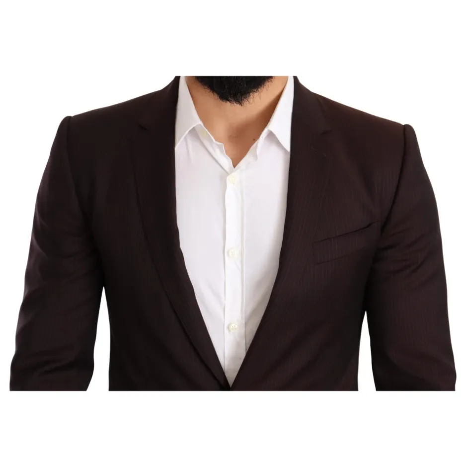 Outlet Bordeaux Stribet Slim Fit Suit Jakkesæt