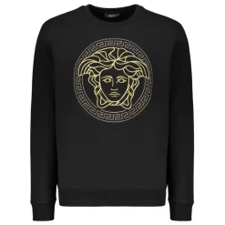 Outlet Broderet bomuldssweatshirt med ribkanter Trøjer|Sweatshirts