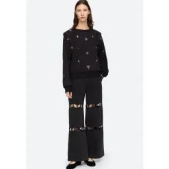 Hot Broderet Maja Sweater Dame Sweatshirts
