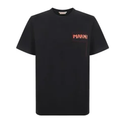 Outlet Broderet Monogram Bomuld Crew Neck T-Shirt T-Shirts