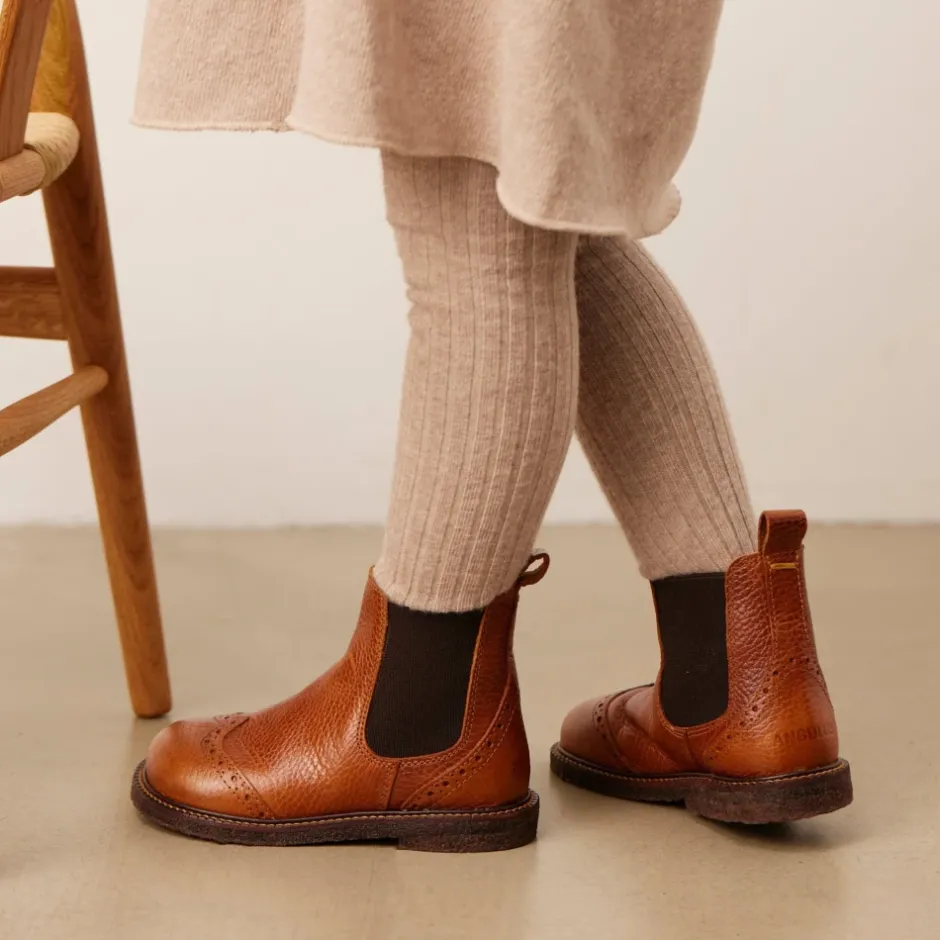 Brogue Chelsea Støvle - Cognac/ Børn Støvler