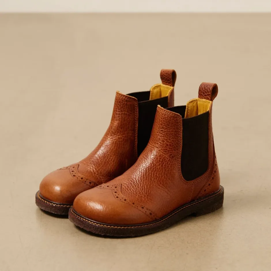 Brogue Chelsea Støvle - Cognac/ Børn Støvler