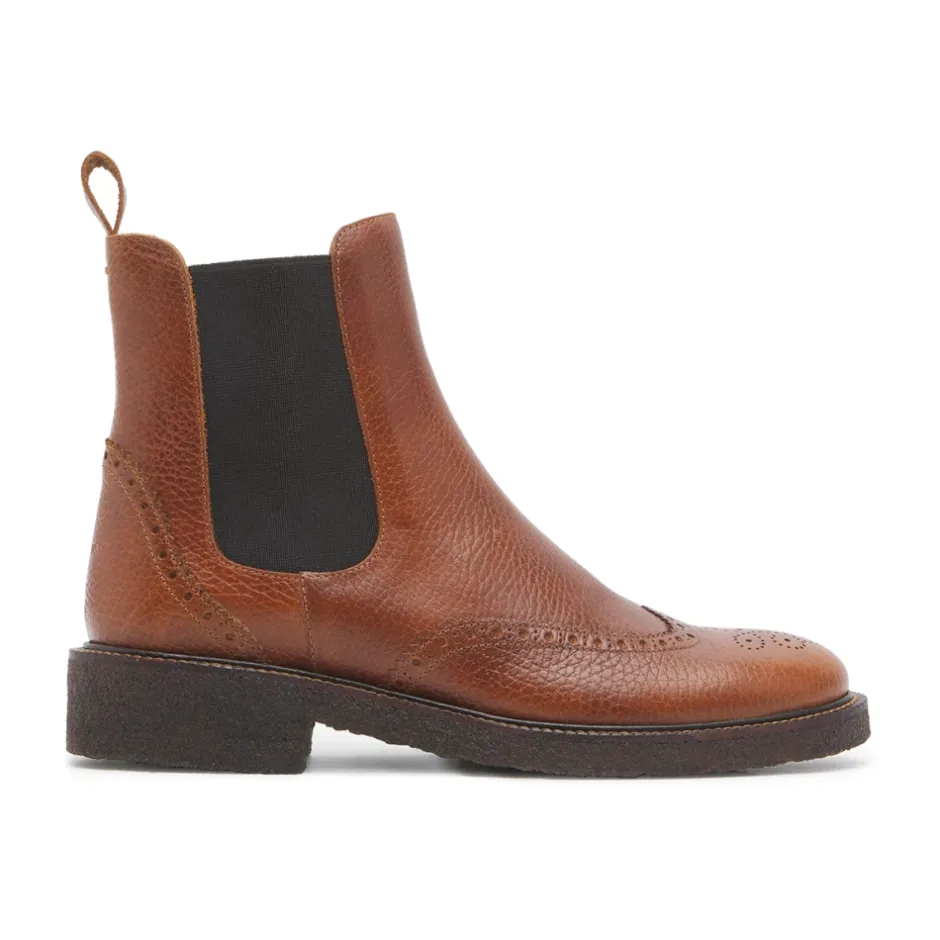 Best Brogue Chelsea Støvle - Cognac/ Dame Chelsea Boots