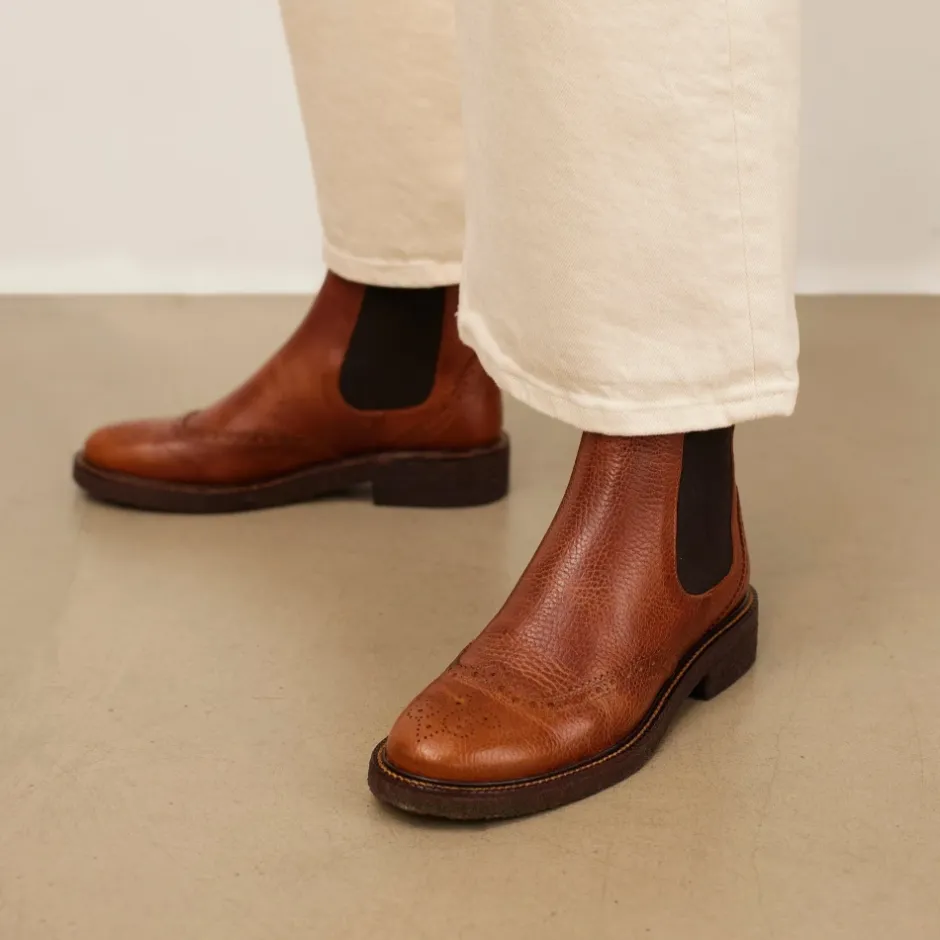 Best Brogue Chelsea Støvle - Cognac/ Dame Chelsea Boots