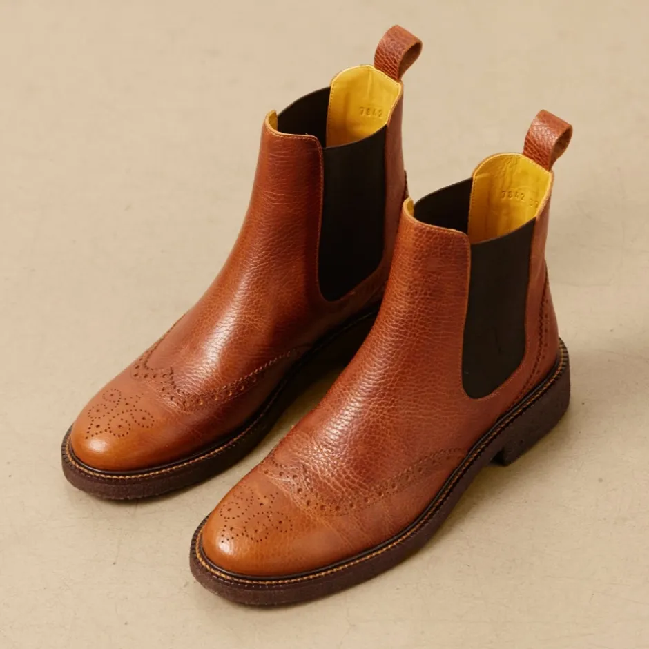 Best Brogue Chelsea Støvle - Cognac/ Dame Chelsea Boots