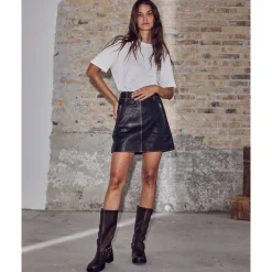 Brugt læder crop nederdel Dame Nederdele