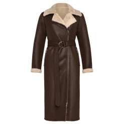 Clearance Faux Reversible Shearling Lang Frakke Dame Frakker