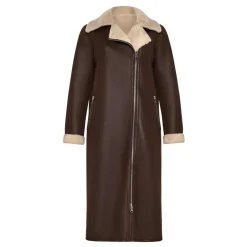 Clearance Faux Reversible Shearling Lang Frakke Dame Frakker