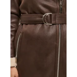 Clearance Faux Reversible Shearling Lang Frakke Dame Frakker