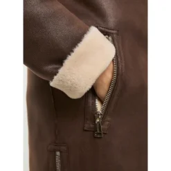 Clearance Faux Reversible Shearling Lang Frakke Dame Frakker