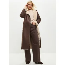 Clearance Faux Reversible Shearling Lang Frakke Dame Frakker
