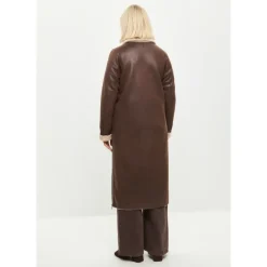 Clearance Faux Reversible Shearling Lang Frakke Dame Frakker