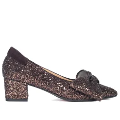 Clearance Glitter Pump med Sløjfe Dame Pumps|Stiletter